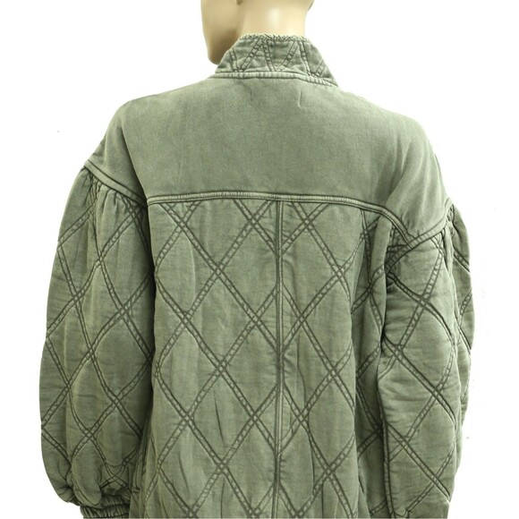 Free People Juno Quilted Jacket Top Bomber Oversized Buttondown Cotton M 283517 - Picture 8 of 9